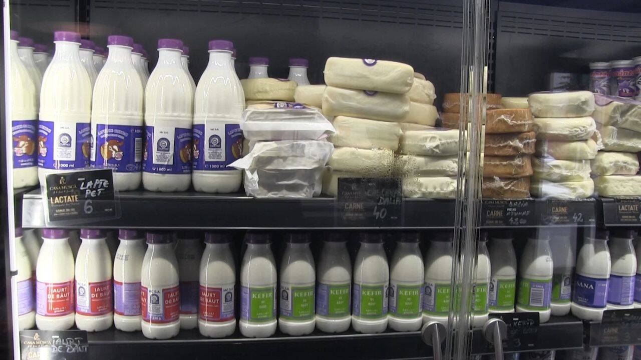 produse lactate afisate in frigider